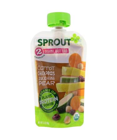 Sprout Organic Baby Food 6 Months & Up Carrot Chickpeas Zucchini Pear 3.5 oz (99 g)