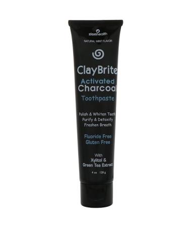 Zion Health ClayBrite Activated Charcoal Toothpaste Natural Mint Flavor 4 oz (120 g) - Buy Online on GoSupps.com