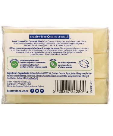 Kiss My Face Coconut Milk Soap Bars - Coconut Citrus, 3 x 3.5 oz (99 g) | Hydrating & Refreshing - Buy Online on GoSupps.com