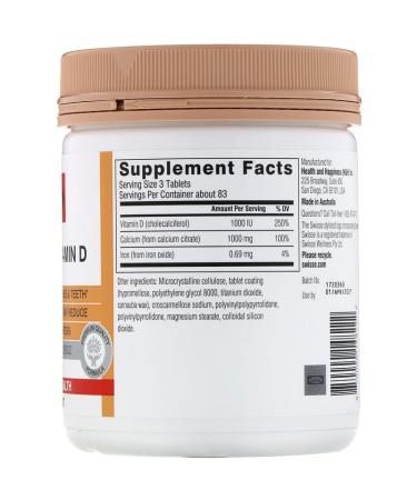 Swisse Ultiboost Calcium + Vitamin D 250 Tablets - Bone Health & Immunity Support - Buy Online on GoSupps.com