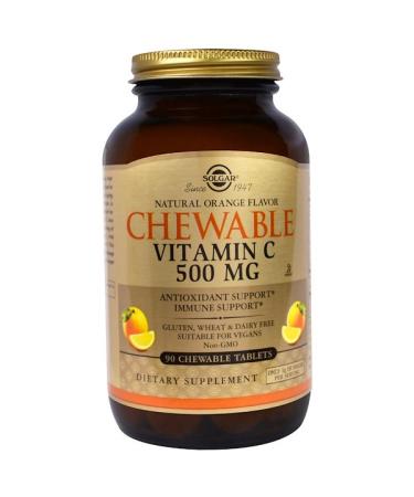 Solgar Chewable Vitamin C Natural Orange Flavor 500 mg 90 Chewable Tablets