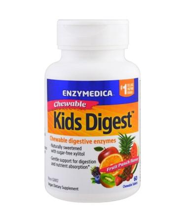 Enzymedica Kids Digest Chewable Digestive Enzymes Fruit Punch 60 Chewable Tablets