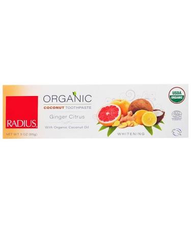RADIUS USDA Organic Coconut Toothpaste Ginger Citrus 3 oz (85 g)