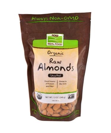 Now Foods Real Food Organic Raw Almonds Unsalted 12 oz (340 g)