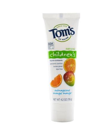 Tom's of Maine Natural Children's Fluoride Toothpaste Outrageous Orange Mango 4.2 oz (119 g)