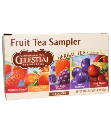 Celestial Seasonings Fruit Tea Sampler Herbal Tea Caffeine Free 5 Flavors 18 Tea Bags 1.4 oz (40 g)