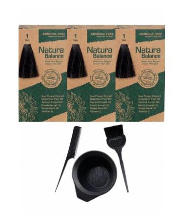 NATURABALANCE Balance Hair Dye 1 Black 3 Pieces + Hair Coloring Set