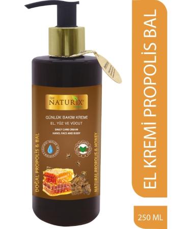 Naturix Natural Propolis & Honey Extract 250 Ml Organic Daily Care Cream Moisturizing Hand - Face - Body Cream