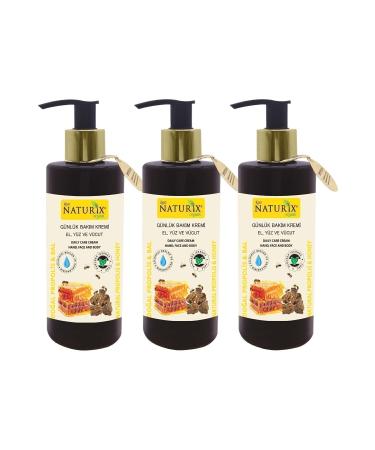 Naturix Natural Propolis & Honey Extract Moisturizing Hand - Face - Body Care Cream 250 ml 3 Pieces