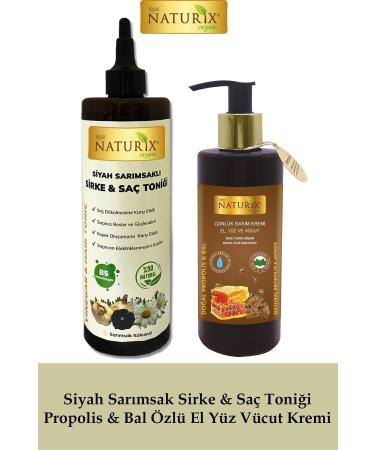 Naturix Black Garlic Vinegar & Hair Tonic 400 ml Natural Propolis & Honey Extract 250 ml Daily Care Cream
