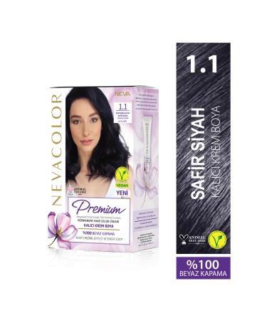 Nevacolor Premium 1.1 SAPPHIRE BLACK Permanent Cream Hair Dye Set