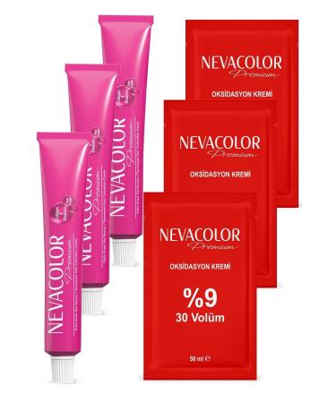 Nevacolor Premium Tube 9.01 Silver 2 Pieces + 0.01 Density Silver Gray 1 Piece + Oxidation Cream 30 Vol. 3 Pieces