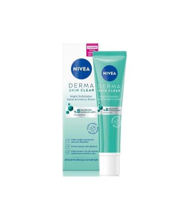 NIVEA Derma Skin Clear Night Exfoliator Night Purifying Cream 40ml Glycolic Acid and Salicylic Acid