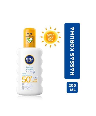 NIVEA SUN Sensitive High Protection Sun Spray 200ml SPF50 Sensitive Skin Moisturizing UVA Protection - Buy Online on GoSupps.com