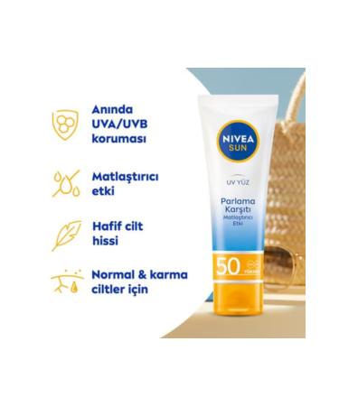 NIVEA Sun SPF50 Anti-Shine and Mattifying Sunscreen Face Sun Cream 50 ml - Buy Online on GoSupps.com