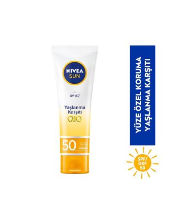 NIVEA Sun SPF50+ Anti-Aging and Anti-Spot Q10 Face Sun Cream 50 ml 5.0 - Buy Online on GoSupps.com