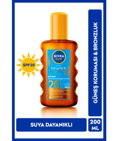NIVEA Sun Sunscreen and Bronzing Body Oil 200ml Spf20 Uva Uvb Protection Natural Tan