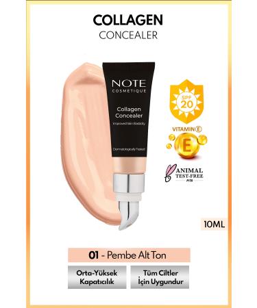 Note Cosmetics Collagen Concealer Spf 20 Collagen Containing Under Eye Concealer - 01 Light