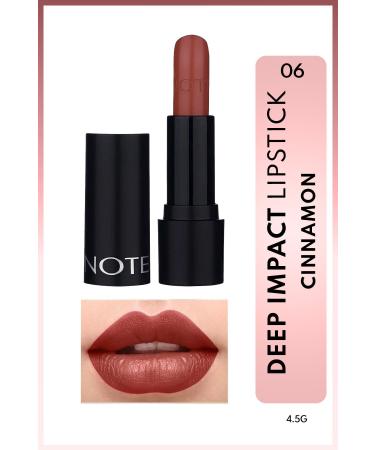 Note Cosmetics Deep Impact Lipstick Creamy Texture Semi-Glossy Lipstick 06 Cinnamon - Brown