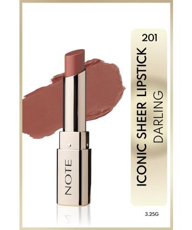 Note Cosmetics Iconic Sheer Lipstick Moisturizing Shiny Lipstick 201 Darling - Nude