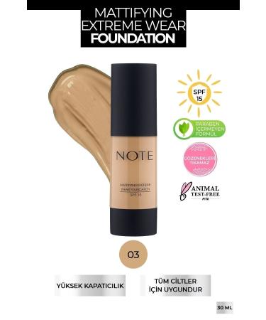 Note Cosmetics Mattifying Extreme Wear Spf 15 Intensive Coverage Matte Finish Foundation - 03 Medium Beige