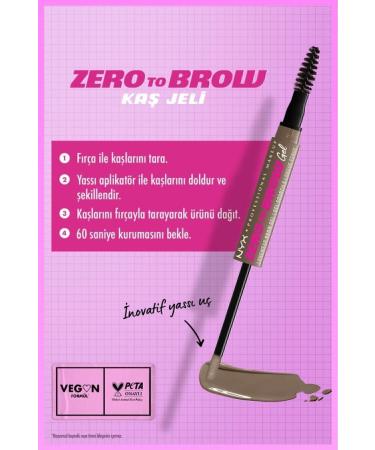 NYX Professional Makeup Zero to Brow Long-Lasting Eyebrow Gel - Ash Brown - Buy Online on GoSupps.com