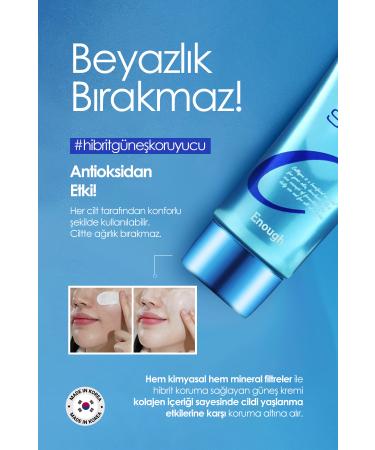 Enough Collagen Containing Non-Whitening Hybrid Sun Cream Sun Cream Spf 50+ Pa ++++ 50 Gr - Buy Online on GoSupps.com