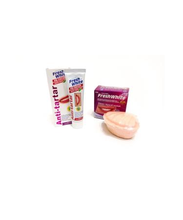 Fresh White Anti Tartar Toothpaste 90gr + Teeth Polishing and Whitening Powder 50gr