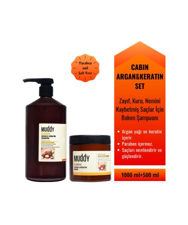 Muddy Cabin Argan & Keratin Shampoo 1000 ml Cabin Argan And Keratin Mask 500 ml