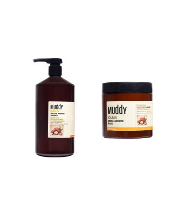 Muddy Cabin Argan & Keratin Shampoo 1000 ml Cabin Argan And Keratin Mask 500 ml - Buy Online on GoSupps.com