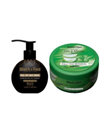 Black Red Peelable Black Face Mask Against Blackheads 250ml And Clay Face Mask Aloe Vera 400 gr