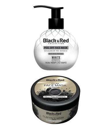 Black Red Black & Red Peelable White Face Mask 250 ml + Clay Face Mask with Charcoal Extract 400gr