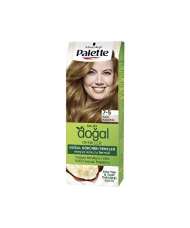 Palette ( 2 PIECES ) Palette Permanent Natural Colors Hair Dye 7-5 Light Caramel