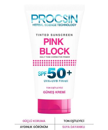 PROCSIN Pink Block Brightening and Tone Equalizing Spf50 Sun Cream 50 ml - Buy Online on GoSupps.com