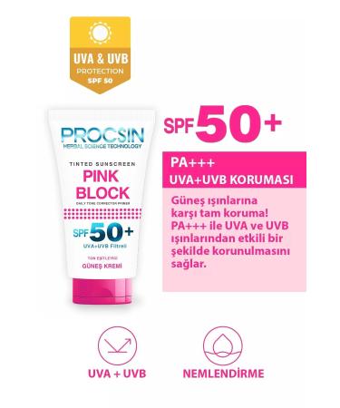 PROCSIN Pink Block Brightening and Tone Equalizing Spf50 Sun Cream 50 ml - Buy Online on GoSupps.com