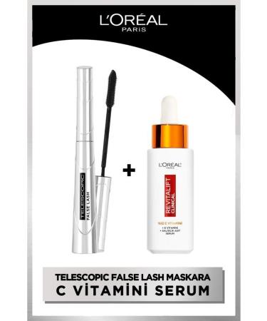 L'Oreal Paris False Lash Telescopic Fiber Mascara & Revitalift Clinical Pure Vitamin C Brightening Serum 30ml