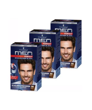 Schwarzkopf Men Perfect Brown Black 80 Hair Dye 3 Pieces