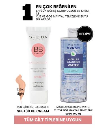 Sheida Bb Cream Dark (DARK COLOR) - SPF30 Protection Blemish Repair - Makeup Remover Water Gift