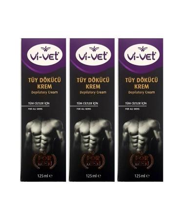 Vivet Men's Hair Removal Cream All Skin Types 125ml X 3 Pieces Vivet Formen