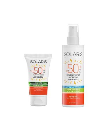 SOLARIS Gel Sun Cream for Oily Skin Types (MAT) Spf 50 (50 ML) and Sunscreen Cream Spray Spf 50
