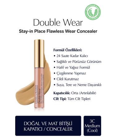 Estee Lauder Concealer - Double Wear Stay-in-Place Flawless Wear Concealer - Color: 3C Medium (Cool) 7ml
