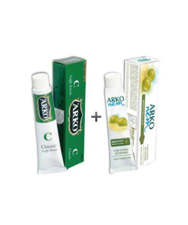 Arko 2 Pieces Natural Olive Oil Hand and Body Care Cream 20 cc