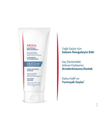 Ducray ARGEAL Shampoo Shampoo for oily hair Regulates sebum production - Gently cleanses - 200 ml