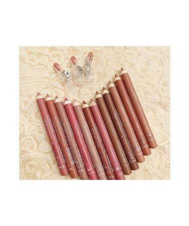 BUSHRA Lip Pencil Thick Set 12 Pieces Matte Color Lipstick Jumbo with Sharpener BUSHRA12