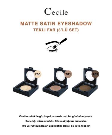 Cecile Matte Intense Pigmented Light Shades Eyeshadow 700-701-702