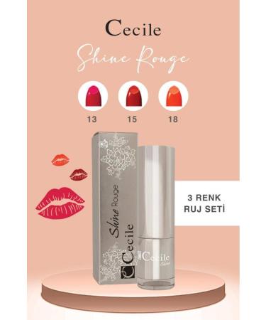 Cecile Shine Rouge Lipstick Series Shiny and Moisturizing Full Lips 13-15-18