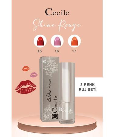 Cecile Shine Rouge Lipstick Series Shiny and Moisturizing Full Lips 15-16-17