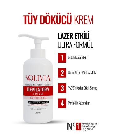 Olivia Wilson Laser Effective Hair Removal and Hair Reducing Epilation Cream for All Skin Types (SPECIAL FORMULA) 250 ml