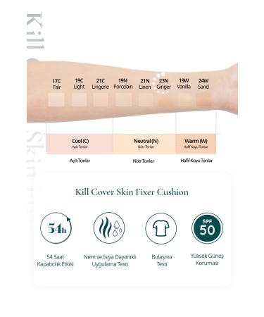 CLIO All Day Long Lasting Matte Cushion Foundation CLIO Kill Cover Skin Fixer Cushion (23N Ginger) SPF50+ PA+++