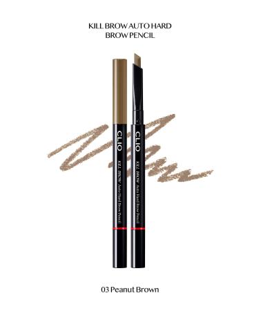 CLIO Fine Hexagonal Tip Eyebrow Pencil Clio Kill Brow Auto Hard Brow Pencil (03 Peanut Brown)